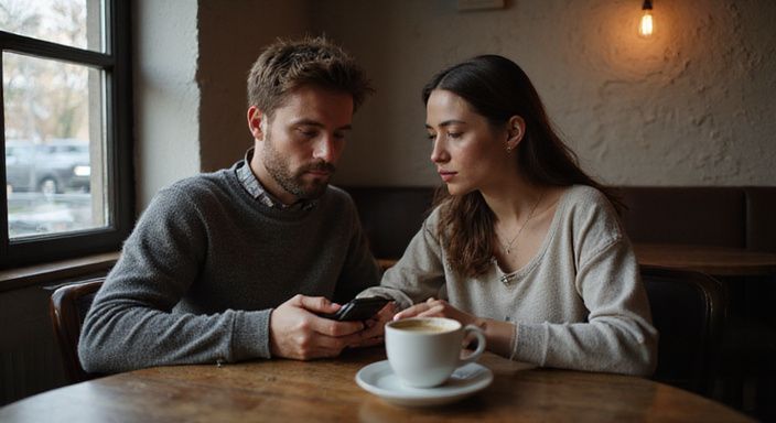 Ein Paar diskutiert entspannt in einem Café über Kontaktanzeigen für sextreffen in Kärnten