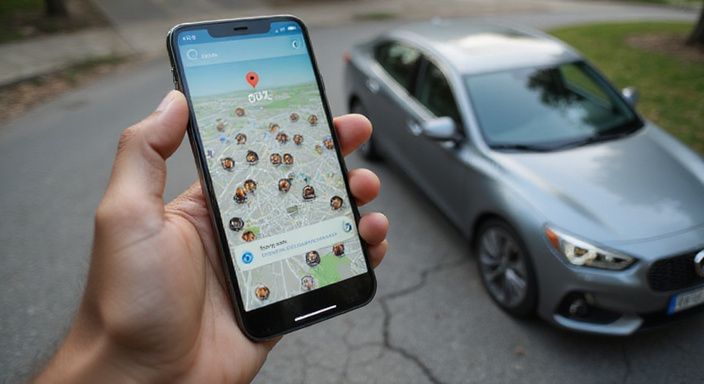 Ein Smartphone zeigt eine Dating-App mit städtischen und ländlichen Profilen. Ein Smartphone zeigt eine Dating-App mit städtischen und ländlichen Profilen.
