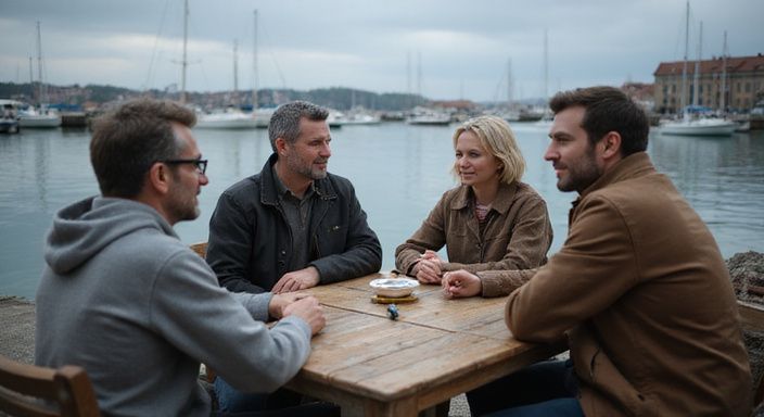 Eine Gruppe von Freunden genießt eine entspannte Zeit in einem Café.