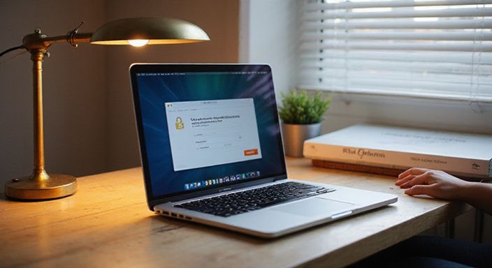 Ein MacBook Pro zeigt eine Dating-App mit Zwei-Faktor-Authentifizierung.